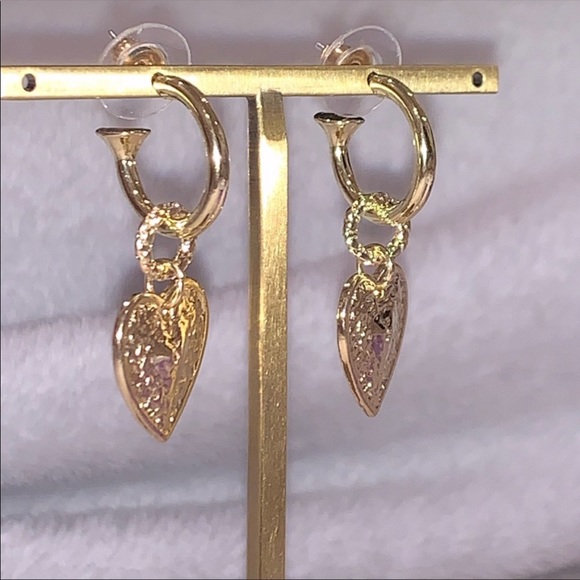 Angelica Heart Hoop Small Cecilia Gold Earrings - Picture 7 of 10